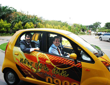 Mitchell Habib test drives the Tata Nano in India